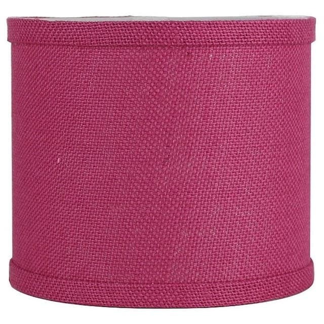 Classic Burlap Drum Lampshade, 8-inch to 16-inch Bottom Size Available - 8" - Fuchsia