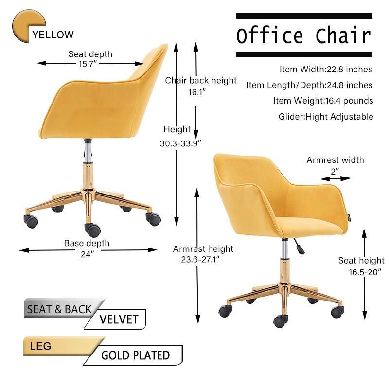 Velvet Adjustable Height Home Office Swivel Chair with Universal Wheel
