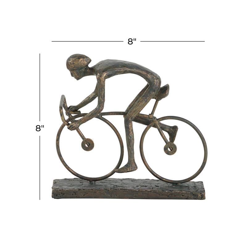 Bronze Polystone People Decorative Sculpture with Bike