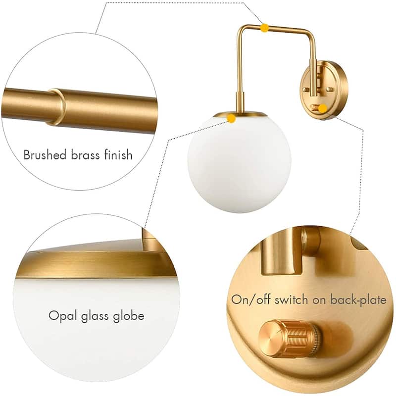 Sifnos Wall Sconce Opal Globe Glass Modern Wall Sconce Plug-in & Hardwired