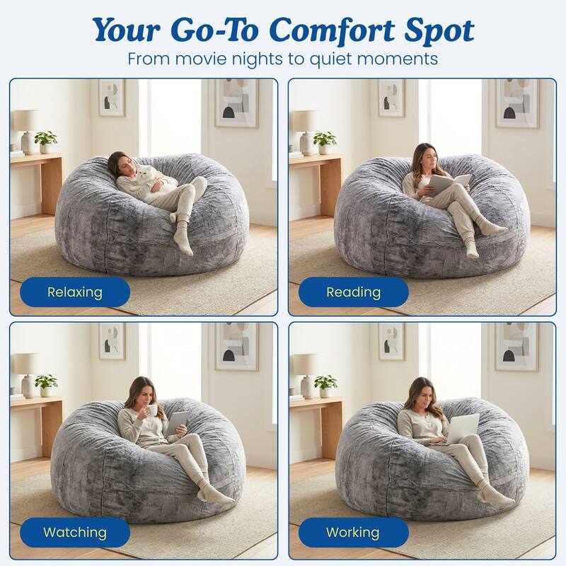 Sealy® Bala Faux Fur Corduroy 5ft Foam Bean Bag Lounger