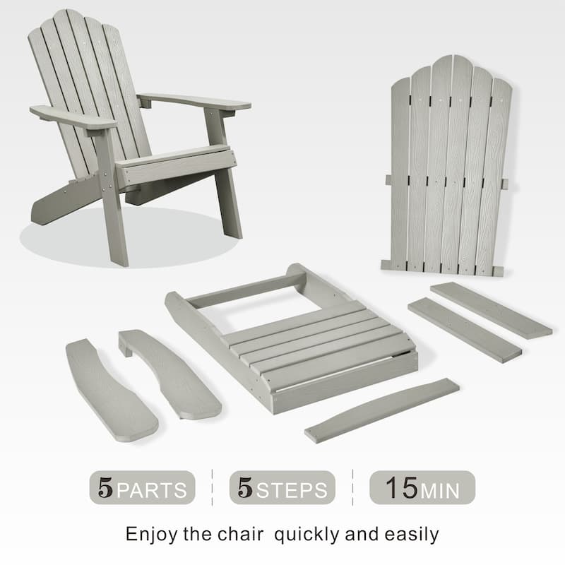 OVIOS Plastic Wood Adirondack Outdoor Patio Chair Set of 2