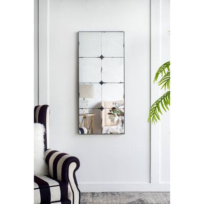 21x47" Traditional Decor Style Rectangle Antique Glass Wall Mirror, Wall Decor - Black