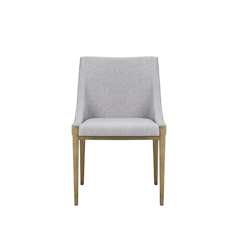 Gray And Brass Upholstered Fabric Dining Side Chair