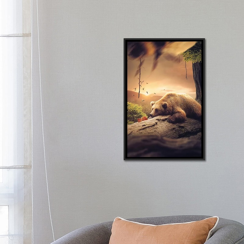iCanvas "Bear Honey" by Zenja Gammer Framed Canvas Print