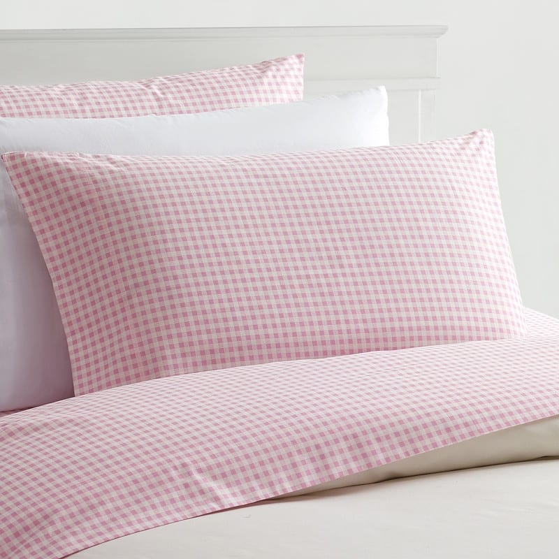 Laurel & Mayfair Gingham 100% Cotton Percale Sheet Set, Pink