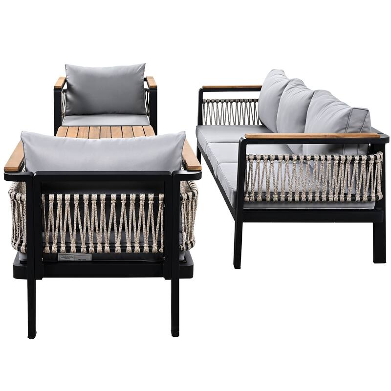 4-Piece Outdoor Sectional Sofa Set with Water-Resistant Cushions