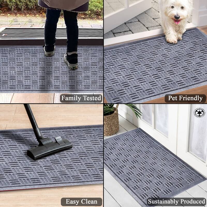 A1HC New All Weather Superior Dirt and Moisture Absorbing Polypropylene Door Mat with Non-Slip Backing for Inside Outside Use