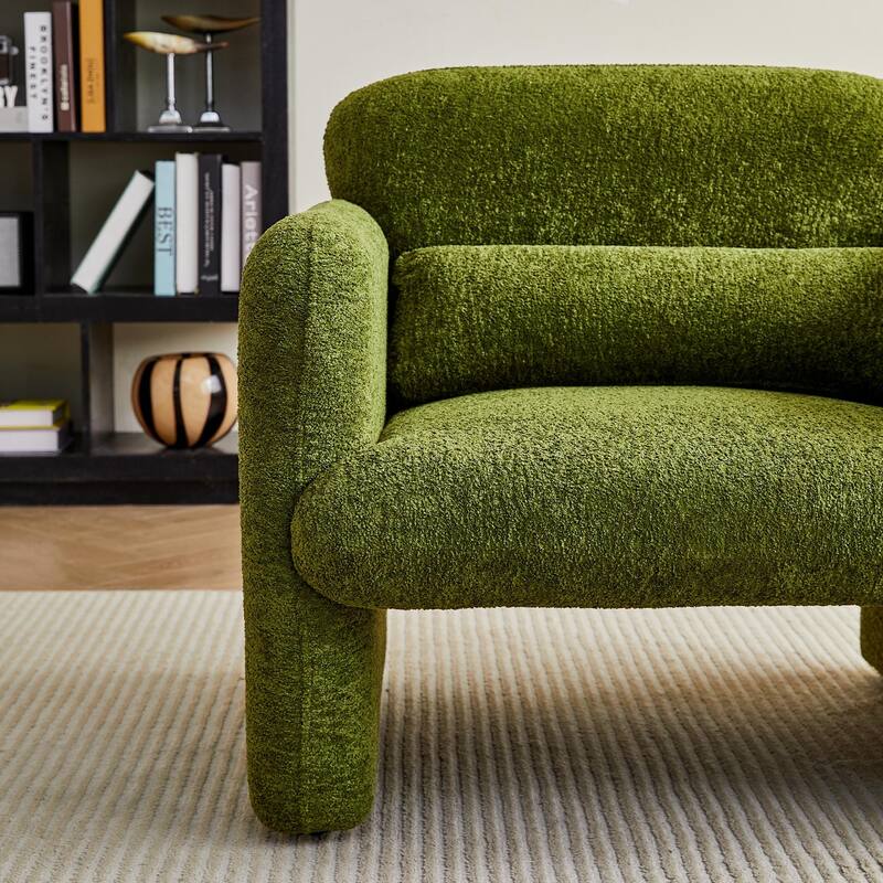 Accent Chair, Curved Back Single Armchair, Plush Upholstered