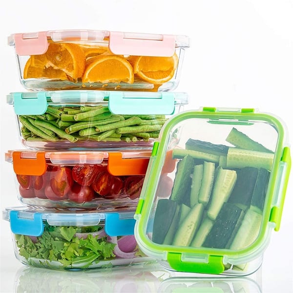 10 Pack Glass Meal Prep Containers, Food Storage Containers Lids