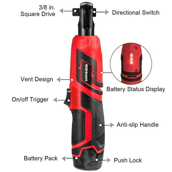 12V//16.8V Cordless Electric Wrench 3//8 Ratchet Wrench Lithium Battery Car Wrench Hand Drill Installation Power Tools 4065