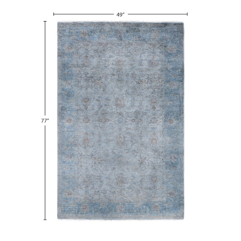Overdyed One-of-a-Kind Hand-Knotted Area Rug - Blue - 4' 1" x 6' 5"