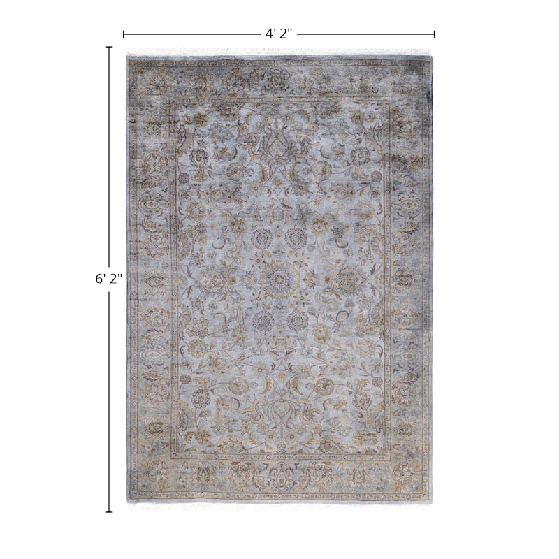 Fine Vibrance One-of-a-Kind Handmade Area Rug - Gray, 4' 2" x 6' 2" - 4' 2" x 6' 2"