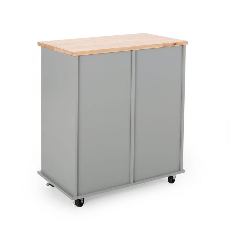Contemporary Wood Kitchen Cart with Wheels Drawers and Cabinet by Christopher Knight Home