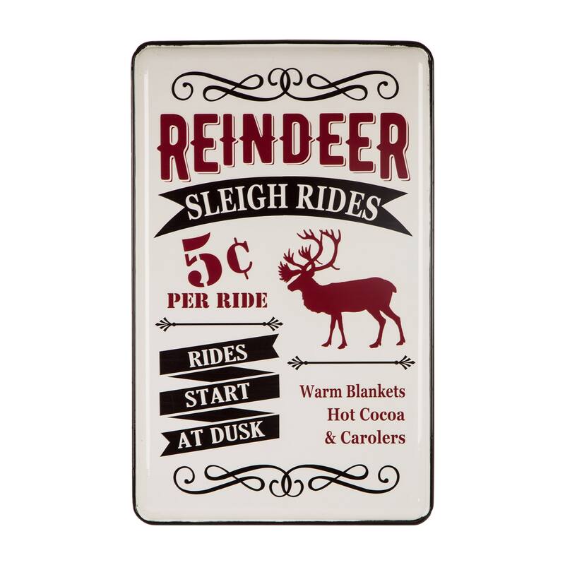 Glitzhome Christmas Farmhouse Metal Reindeer Wall Sign Decor