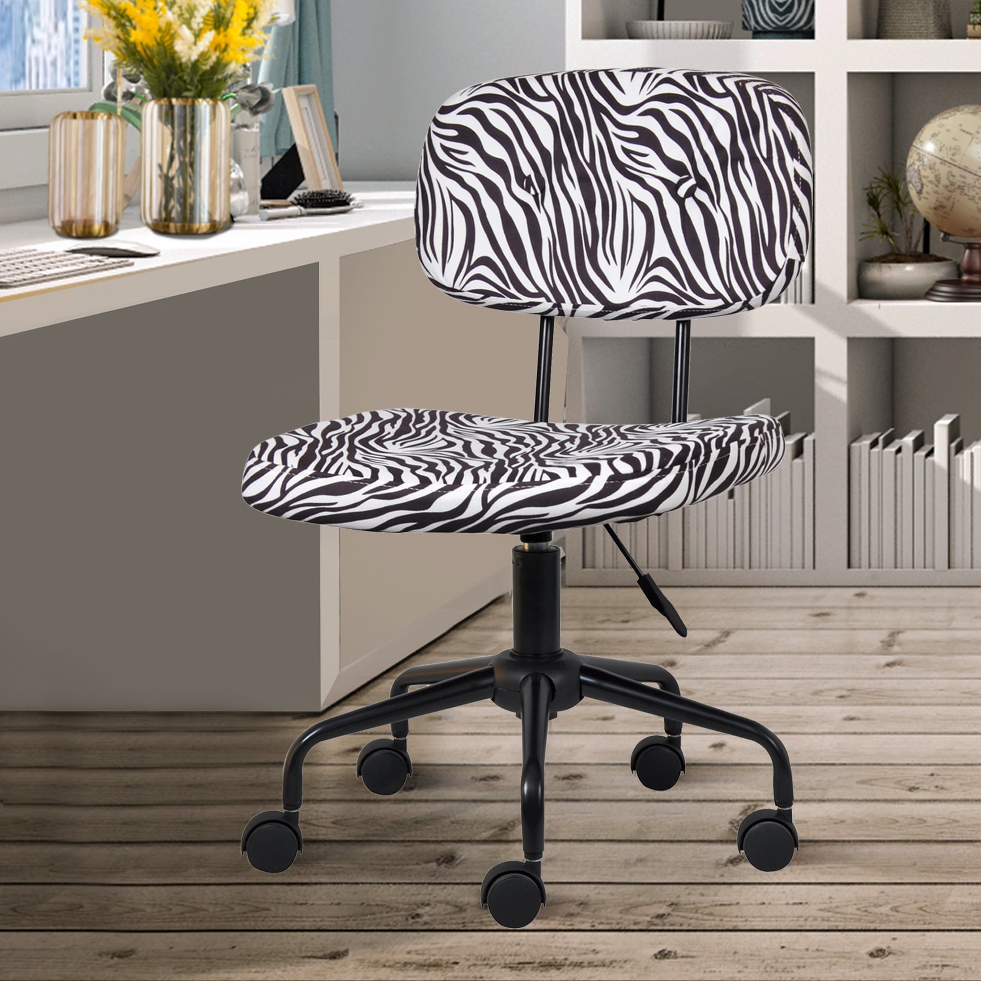 Armless Swivel Fluffy Animal Print Office Desk Chair/Task Chair in