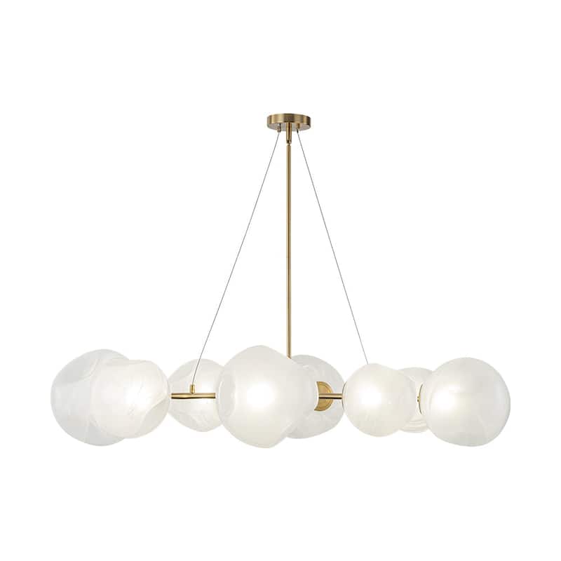 Glam 8-Light Branch White Misty Glass Globe Island Pendant