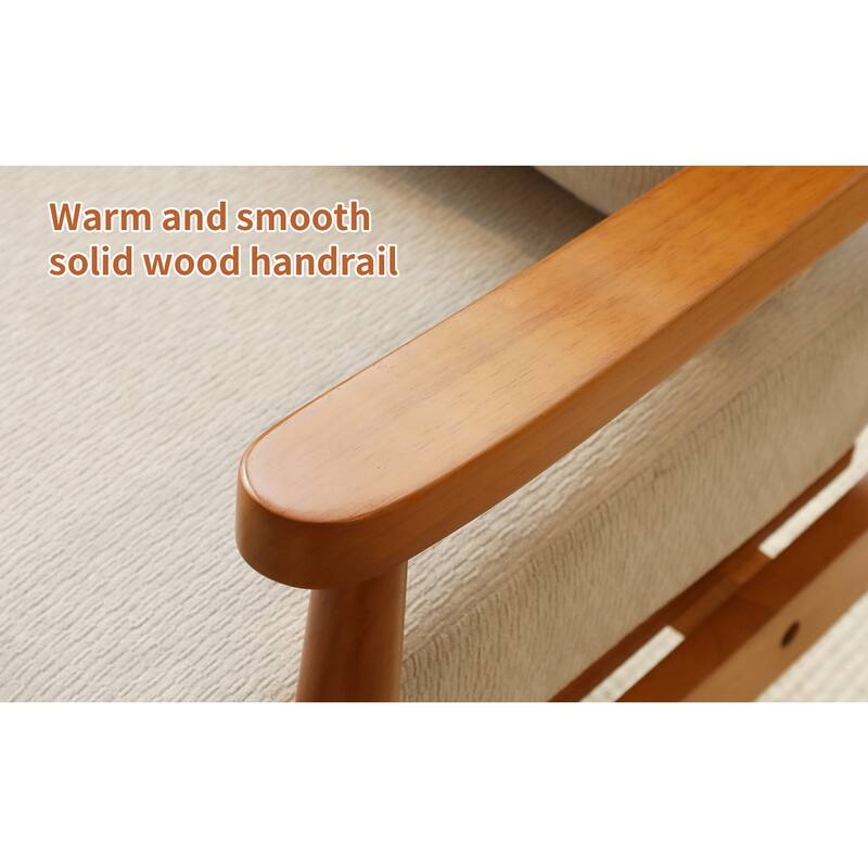 Accent Chair with Solid Wood Frame, Living Room Chair with Soft Fabric Cushion, Cozy Bedroom Chair, Comfy Armless Reading Chair