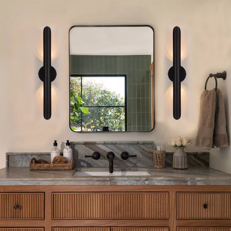 23.6-inch Minimalist Linear Dimmable Bathroom Vanity Light over Mirror Metal LED Wall Sconces Lighting