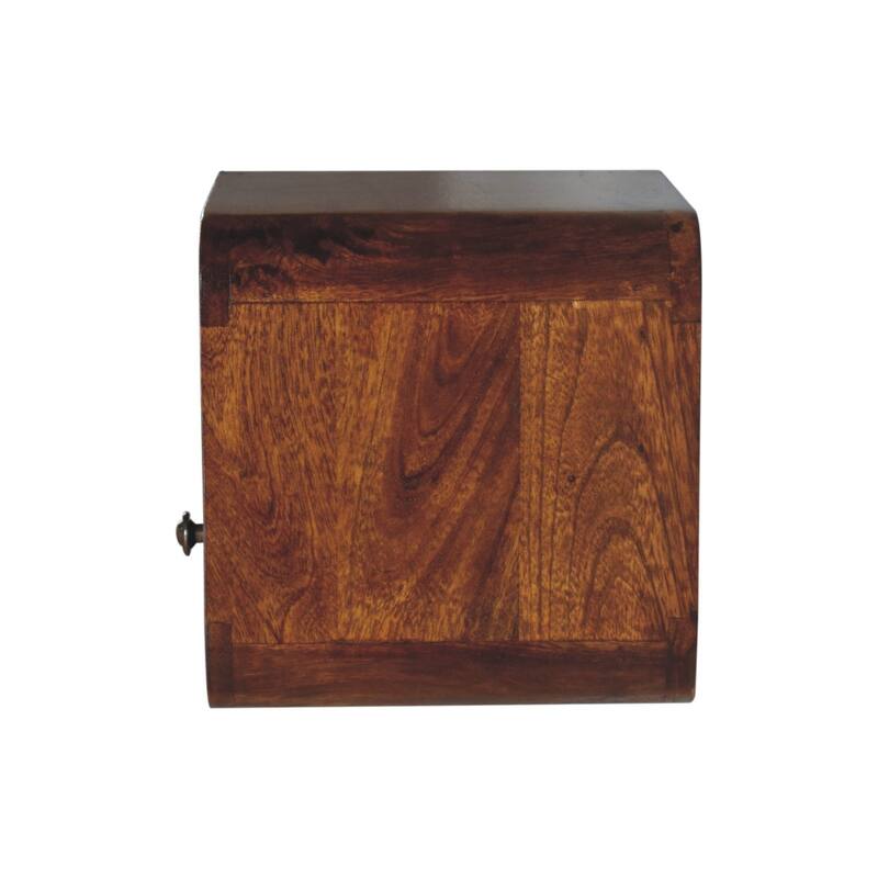 Extra Mini Wall-Mounted Curved Chestnut Nightstand