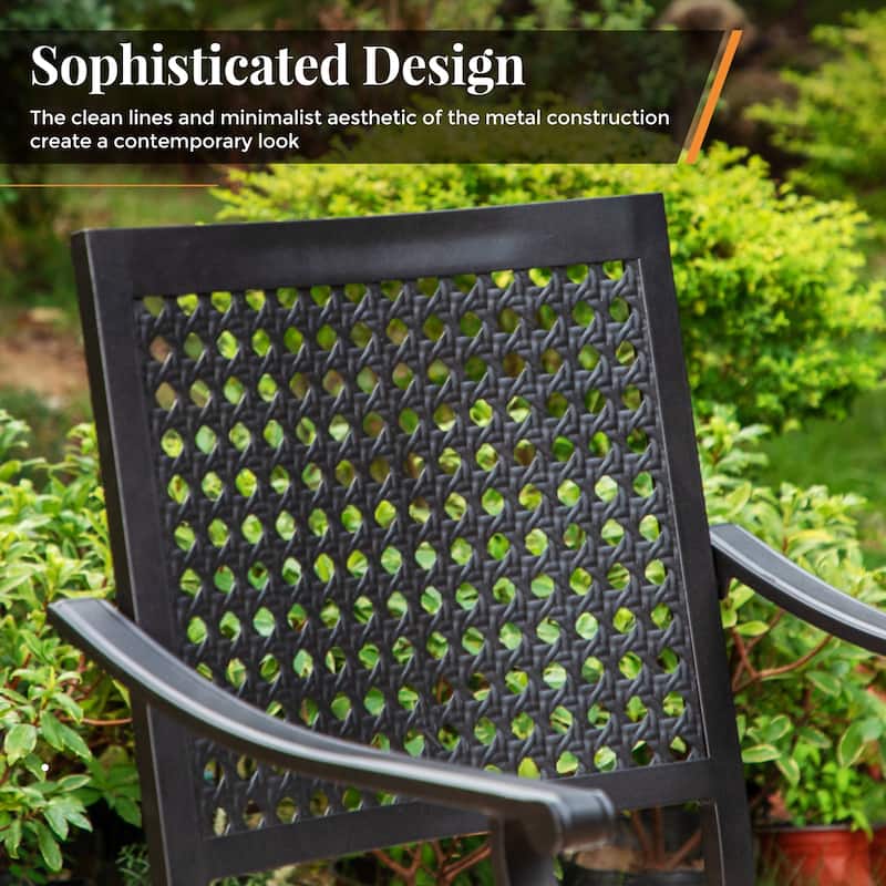 7/9-Piece Patio E-coating Dining Set of 6/8 Stackable Chairs & 1 Extendable Metal Table