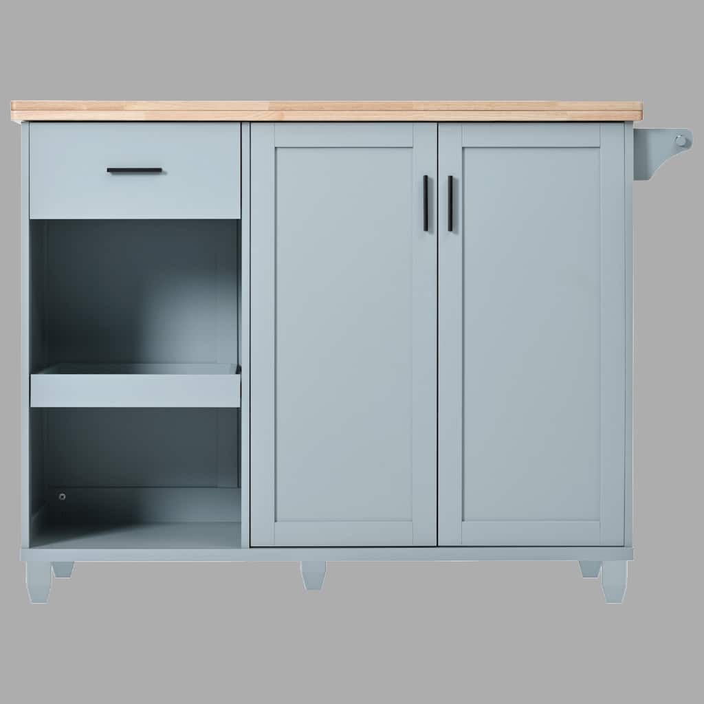 Rolling Kitchen Island with Foldable Countertop, Adjustable Shelves, Drawer, Towel Rack, and Wheels for Kitchen or Dining Room