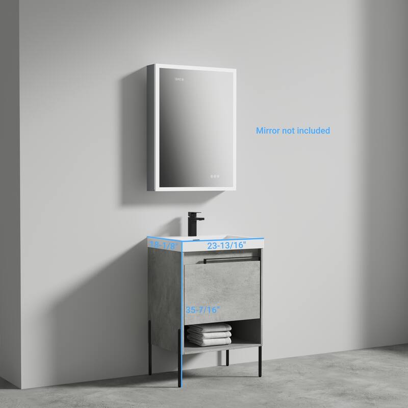 Freestanding Bathroom Vanity Set with Open Shelf & Topmounted Sink