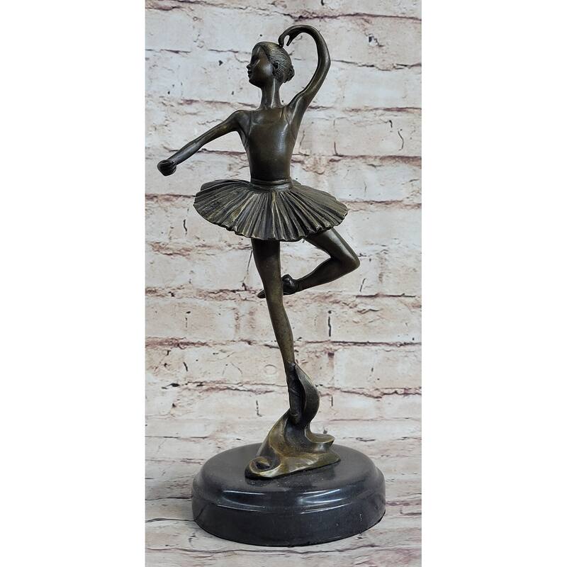 Ballerina Ballet Dancer Girl Bronze Sculpture Figurative Art Signed Original On Marble Base