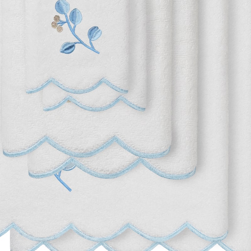 Authentic Hotel and Spa 100% Turkish Cotton WILD BRANCH Scallop Embellished Towel Collection