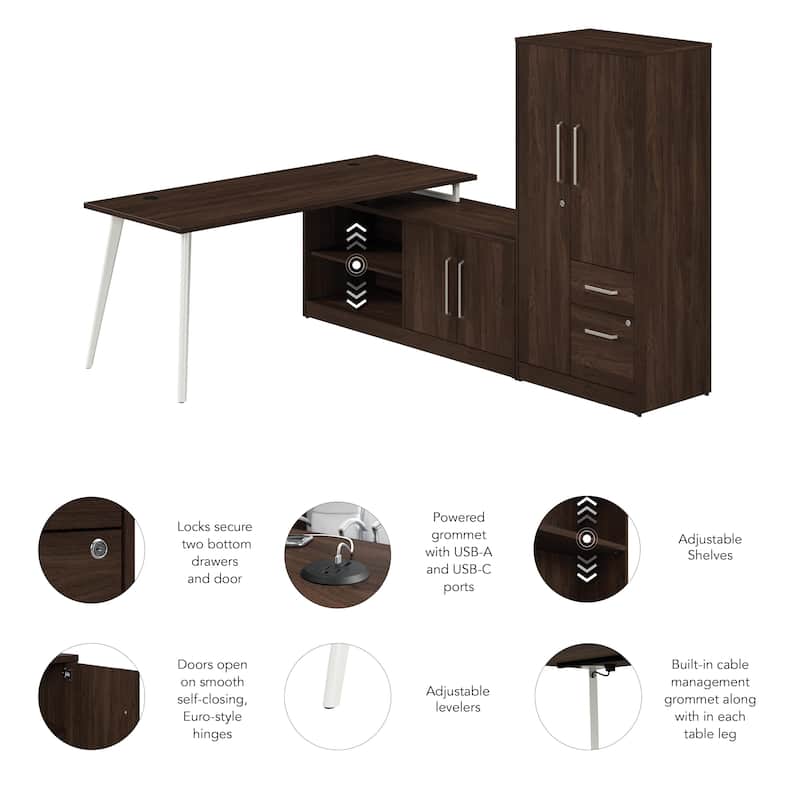 Bush Business Furniture Vista 72W L Shaped Desk with Cabinet, Wardrobe