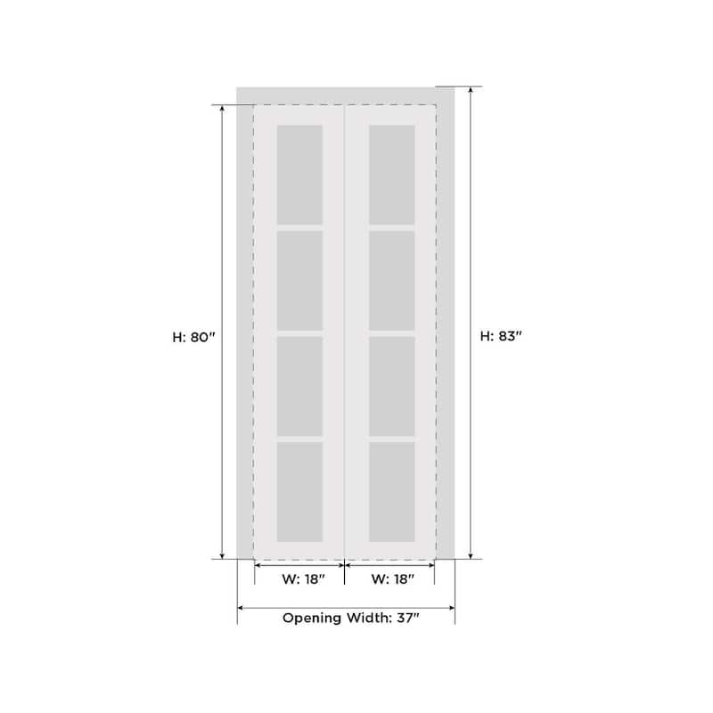 SartoDoors Lucia 2555 | Closet Door Bi-fold Door | Solid Wood w/ Glass | Hardware Set | 18x80, Matte Black Bedroom Door