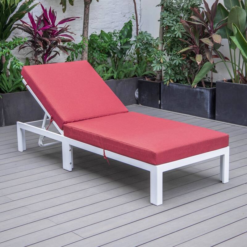 Chelsea Polyester Chaise Lounge Chair with Adjustable Headrest, Aluminum Frame, Machine Washable Cushions for Outdoor & Indoor