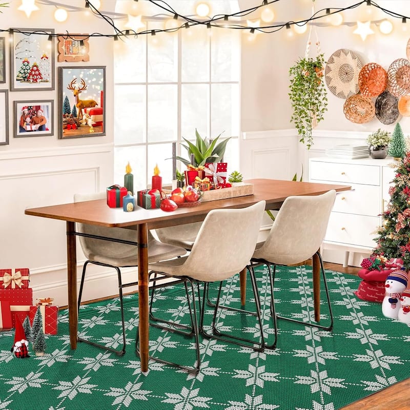 GustoWave Christmas Geometric Throw Area Rugs, Non Slip Machine Washable, Green - 1'6" x 2'6" - Green 6*9ft
