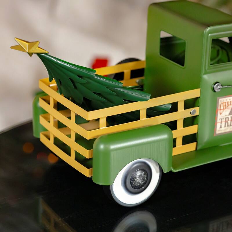 Small Truck with Christmas Tree in Green