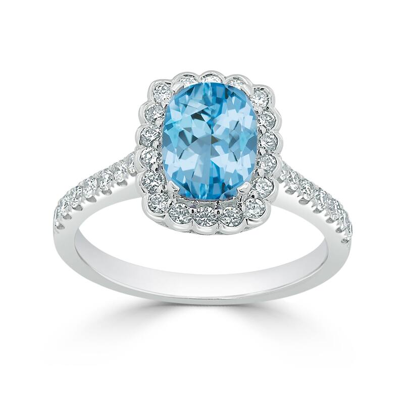 Auriya Vintage 1 1/3ct Cushion-cut Sky Blue Topaz Halo Diamond Engagement Ring 1/2ctw 14k Gold