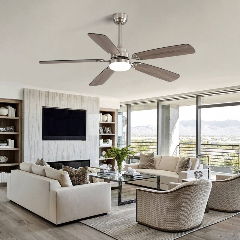 52-Inch Modern LED Ceiling Fan with Dual-Color Blades & Remote