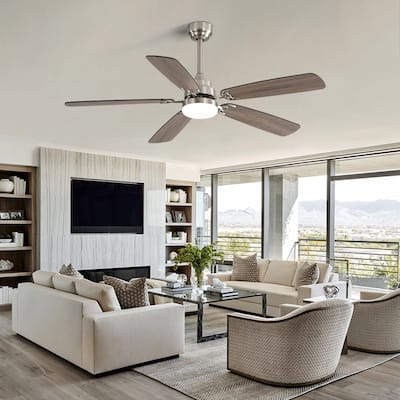 52-Inch Modern LED Ceiling Fan with Dual-Color Blades & Remote