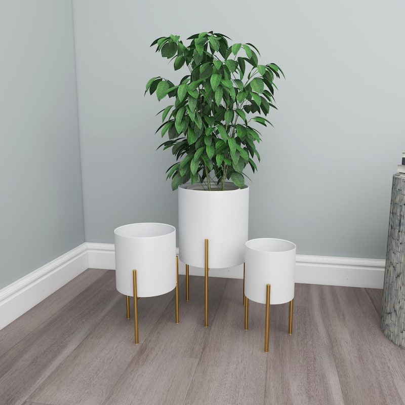 Gold Black White or Silver Iron Glam Contemporary Planter (Set of 3) - S/3 18", 14", 12"H