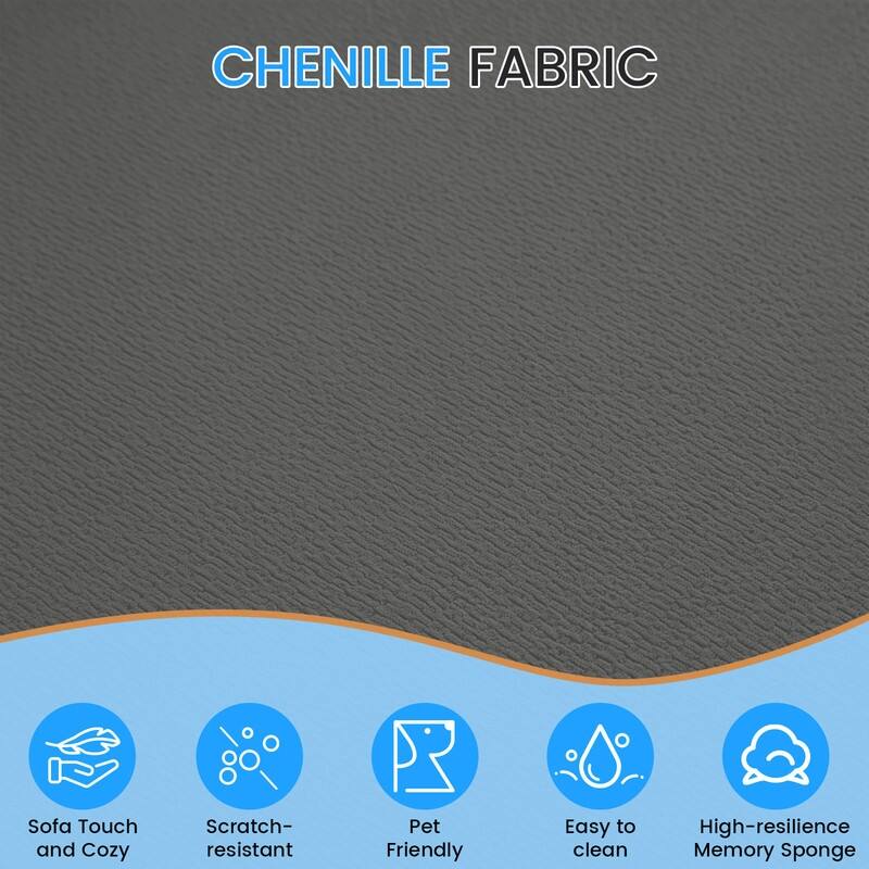 104" Curved Modular Sectional Sofa in Chenille Fabric Modern Minimalist Design Compressed No Assembly Required