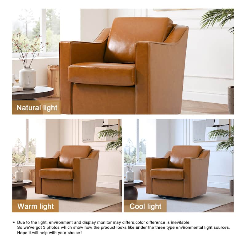 Chenille/Leather Swivel Barrel Chair(Set of 2) Modern Club Chair by UIXE