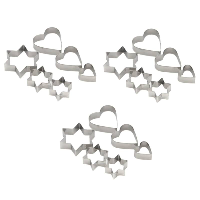 Chef Craft 6pc Stainless Steel Cookie Cutter Set - Star and Heart Shapes - 3 Sets