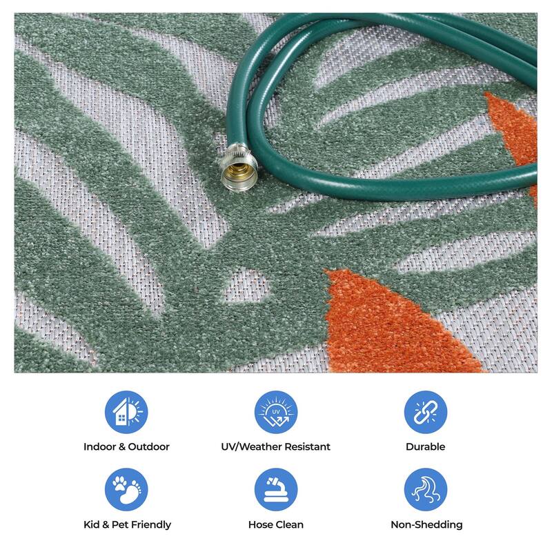 Superior Waikiki Modern Oversized Tropical Leaves Coastal Indoor Outdoor Area Rug