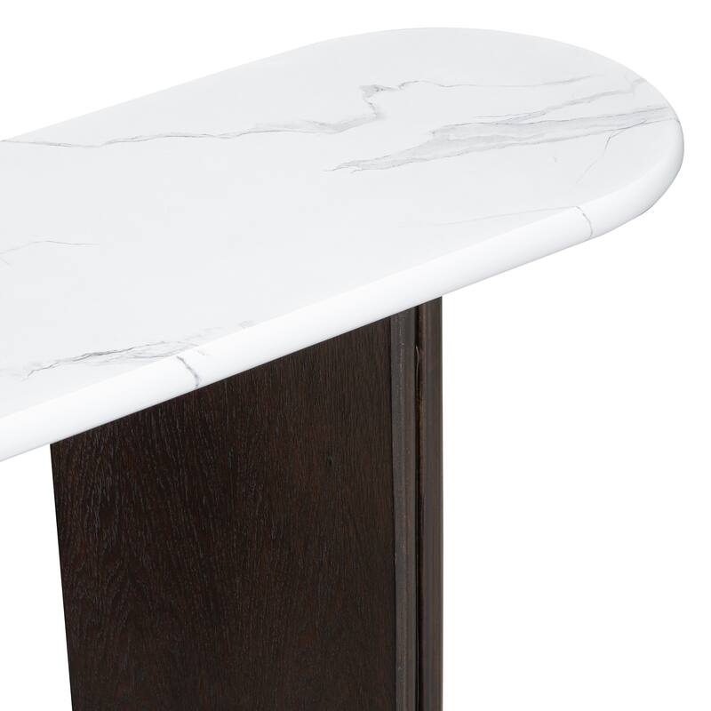 53.9" Console Table with Faux Marble Top & Wood Base