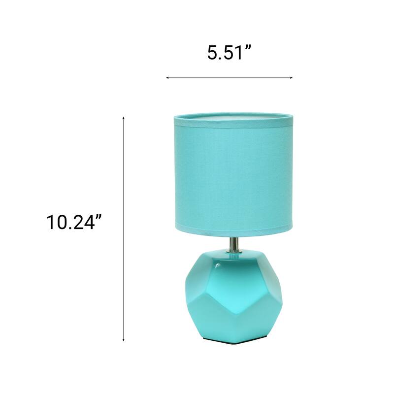 10.24" Modern Geometric Table Lamp with Ceramic Base and Fabric Shade for Bedroom or Office - 5.51"L x 5.51"W x 10.24"H