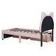 preview thumbnail 9 of 9, Twin Upholstered Platform Bed with 2 Drawers, Cute Wood Bed Frame Cartoon Ears Shaped Headboard, No Box Spring Required Pink