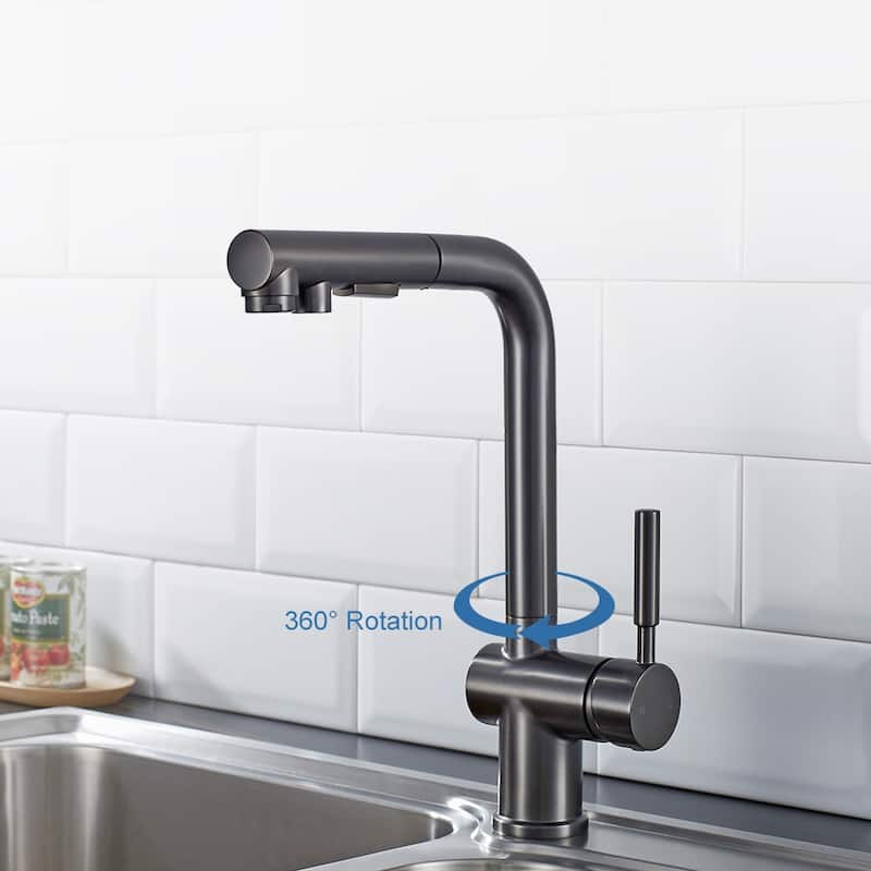 ALPHAUCET Single Handle Pull-Out Sprayer Kitchen Faucet