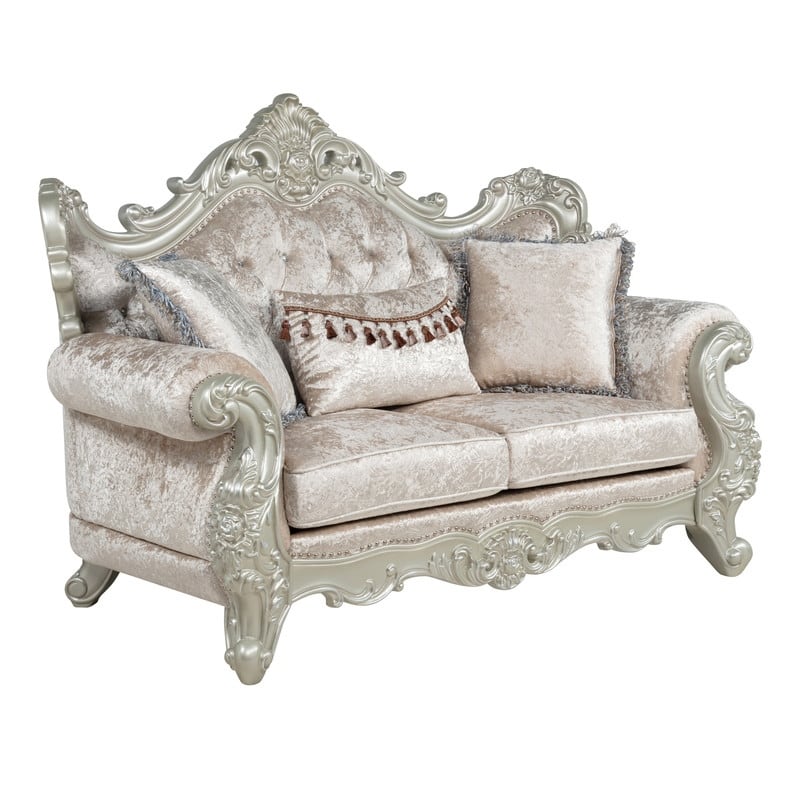 Best Master Furniture Cavari Champagne Pearl Traditional Loveseat - Champagne