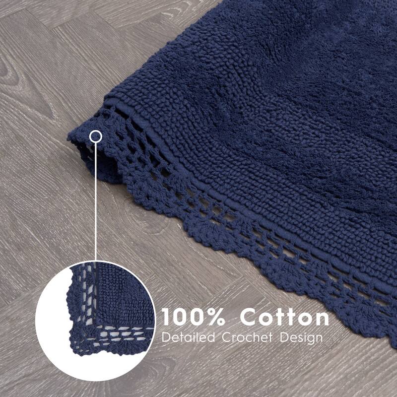 Laura Ashley Reversible Cotton Crochet Bath Rug