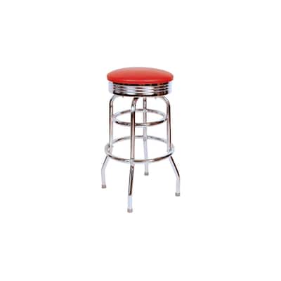 Swivel Metal Bar Stool in Coastal Style with Round Seat, 30 Inch Seat Height, Perfect for Kitchen or Home Bar