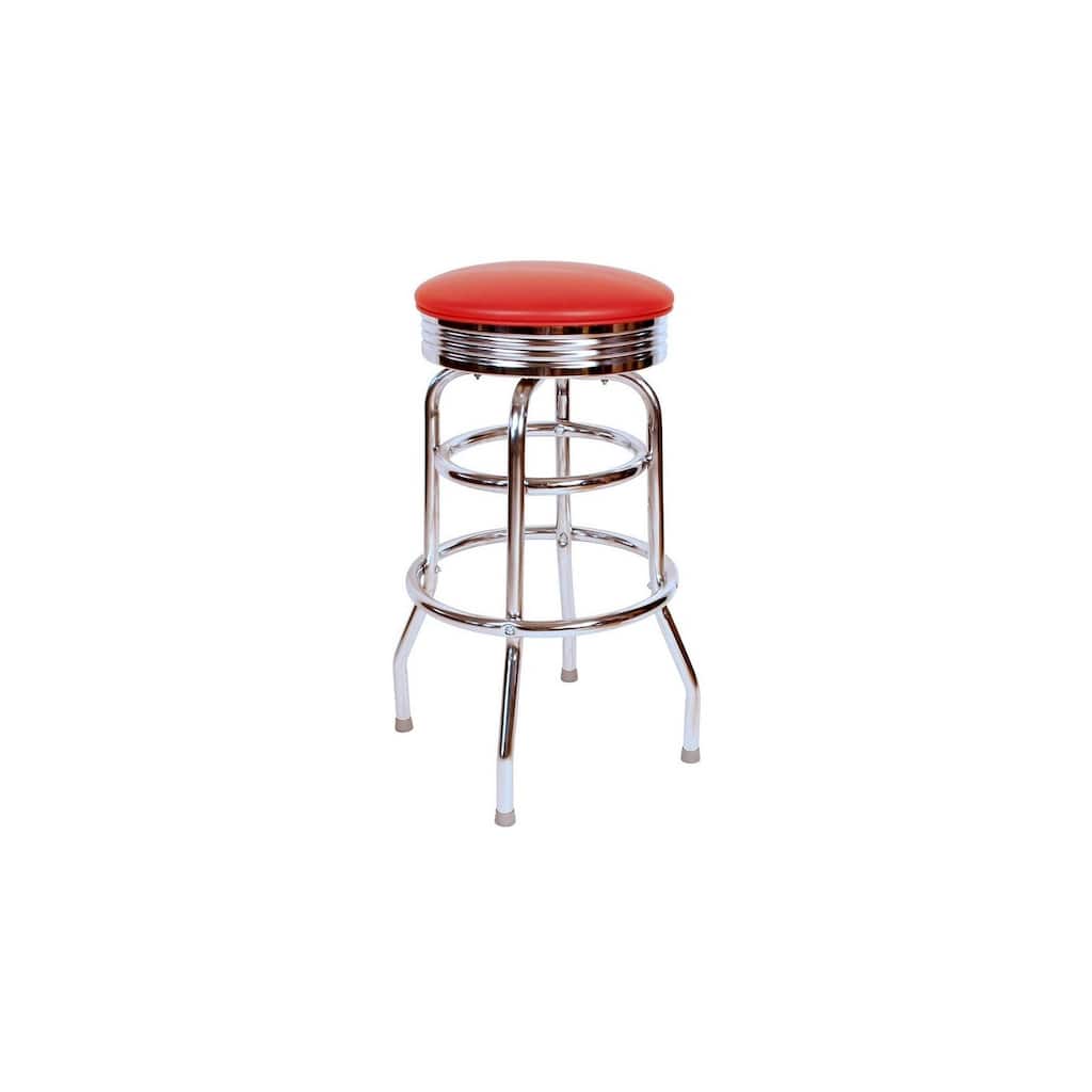 Swivel Metal Bar Stool in Coastal Style with Round Seat, 30 Inch Seat Height, Perfect for Kitchen or Home Bar